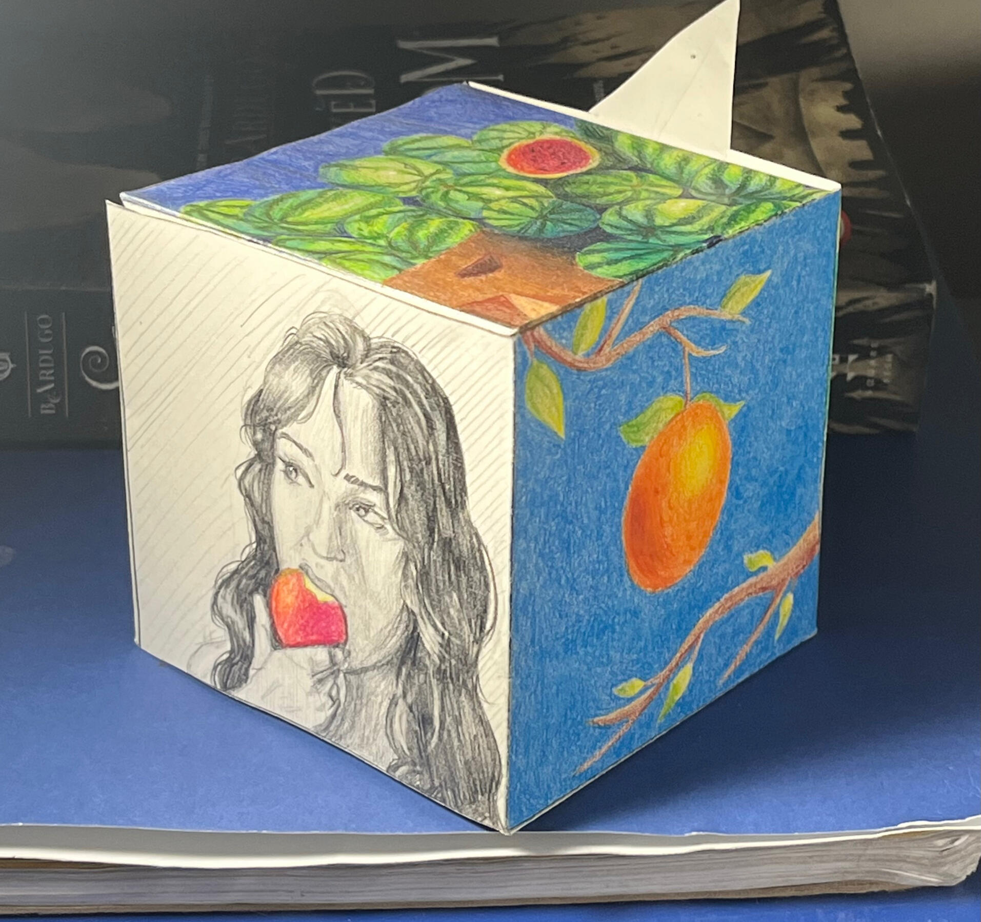 Facets of Fruit (2025, colored pencil)